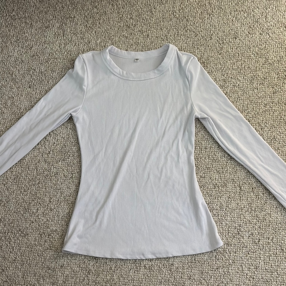 SHEIN Cream Fitted 3/4 Sleeve Blouse